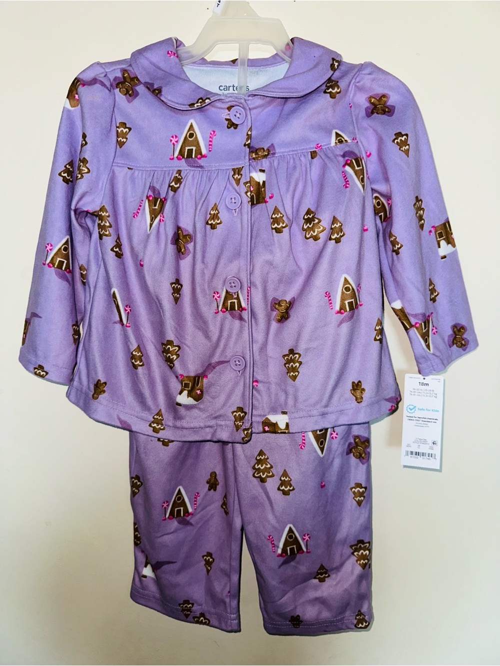 Carter's Lavender Gingerbread House Pajama Set with Pink Accents